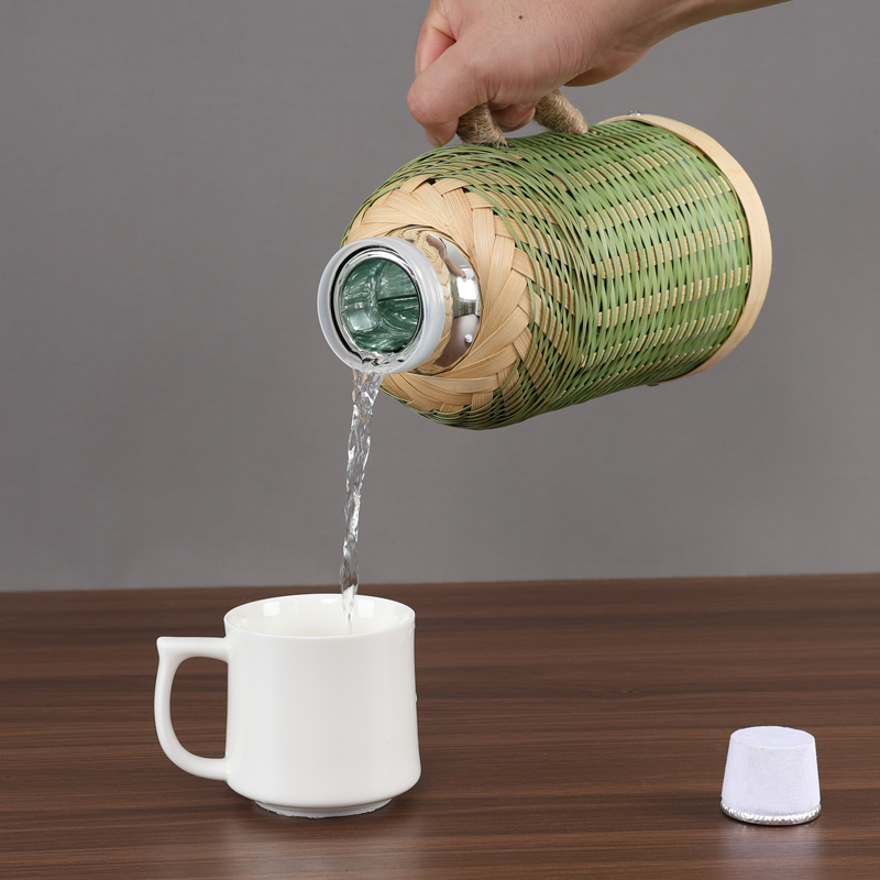 Bamboo-Woven Vacuum Flask